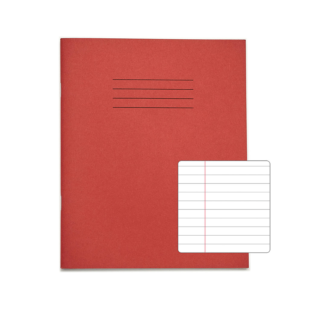 8x6 5 Exercise Book 120 Page Red 8mm Lined Margin Product 0 VEX362 15 LR