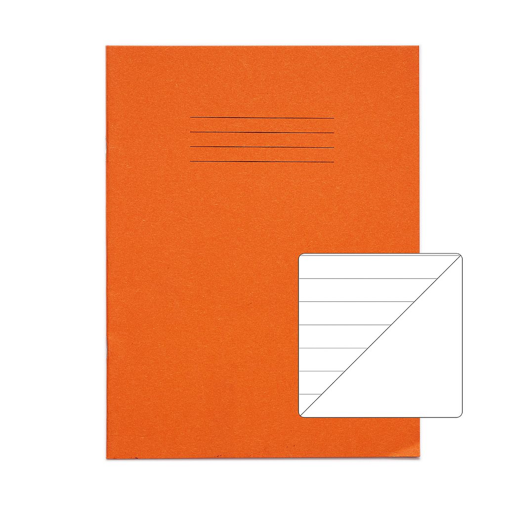 9x7 A5 Exercise Book 48 Page Orange 12mm Lined Plain Reverse Product 0 VAG014 2 LR