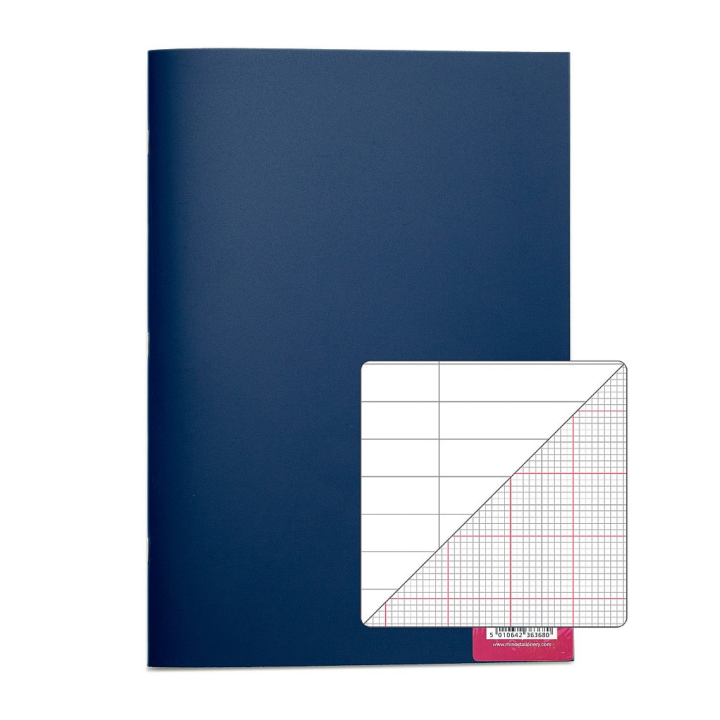 A4 Science Book 64 Page Dk Blue 8mm Lined Margin 20mm Graph Ruling Reverse Product 0 TBSC2 Y LR